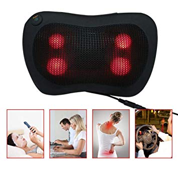Filfeel Electric Massage Pillow with Heating Functions, Portable Fatigue Relief Relaxing Tool for Neck Shoulder Waist Leg Arm Health Care (Black)