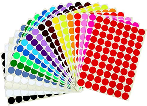 Morepack 2800 Pack Round Circle Dot Stickers Color Coding Labels,20 Colors 40 Sheets (19mm)