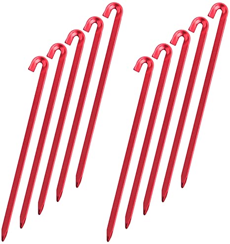 OMUKY Tent Pegs 10pcs Aluminium Alloy Tent Stakes with Hook Triangular Peg Body for Garden Camping Tent Pegs