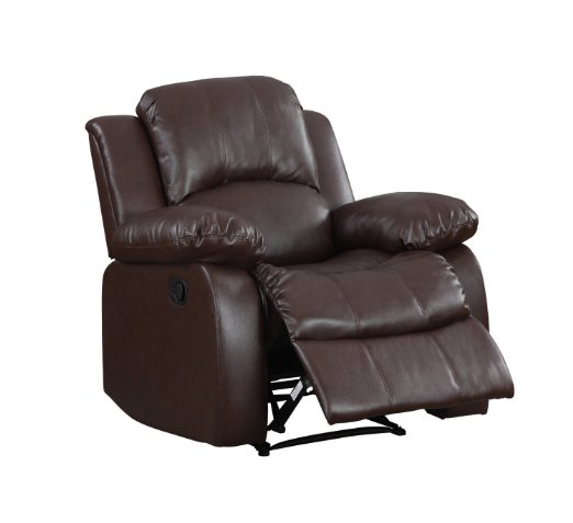 Bonded Leather Rocker Recliner Living Room Chair, Black / Brown (Brown)