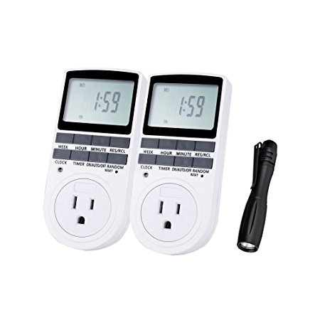 Outlet Switches - 2 Pack 7-Day Digital 2.3" LCD Electrical Programmable Smart Socket Plug Wall Plug-In Timer Switch Energy-Saving Outlet For Lights And Appliances