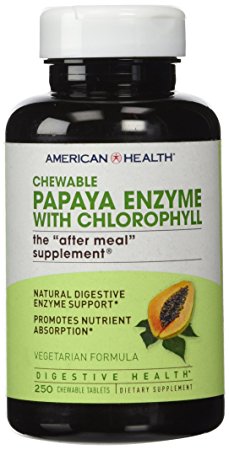 American Health Papaya Enzyme with Chlorophyll Chewable Tablets, 250 Count
