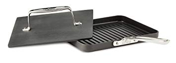 All-Clad E7959664 HA1 Hard Anodized Nonstick Dishwasher Safe PFOA Free Panini Pan with Press Cookware, 12-Inch, Black