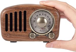 PRUNUS J-919 Retro Bluetooth Speaker Radio with Bass Enhancement Sound Loud Volume BT5.0, MP3 & FM Radio Wooden Vintage Radio AUX Input and TF Card MP3 Player(Walnut Wood)