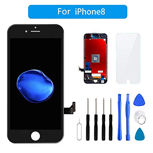 for iPhone 8 Screen Replacement - LCD Display 3D Touch Screen Digitizer Frame Full Assembly with Repair Tool Kits and Screen Protector (Black 4.7 Inch)