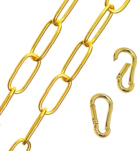 WOERFU 6 Feet Gold Electrophoretic-coated Finish Pendant chandelier Light Fixture Hanging Lighting Chain (Gold)