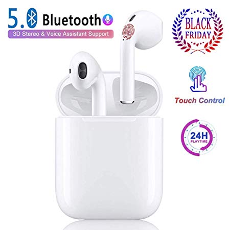 Wireless Earbuds, IPX7 Waterproof True Wireless Bluetooth Earphones, Noise Canceling Sports Headset, Pop-ups Auto Pairing with Charging Case, for Android /iPhone/Apple Airpods/Samsung
