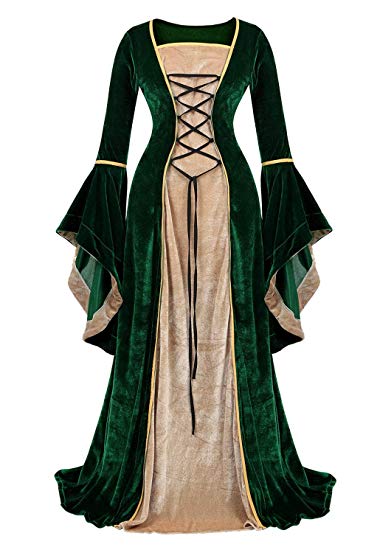 Renaissance Costume Women Medieval Dress Vintage Retro Gown Long Dress Halloween Cosplay Costumes