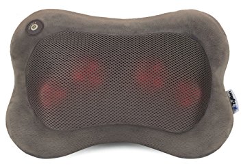 Zyllion ZMA-13-BRV FDA Listed Shiatsu Massage Pillow with Heat (Brown)- One Year Warranty