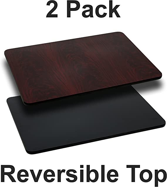 Flash Furniture 2 Pk. 24'' x 42'' Rectangular Table Top with Black or Mahogany Reversible Laminate Top