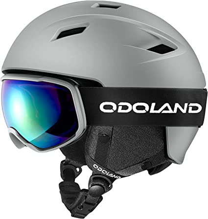 Odoland Snow Ski Helmet and Goggles Set, Sports Helmet and Protective Glasses - Shockproof/Windproof Protective Gear for Skiing, Snowboarding, Snow Sport Helmet