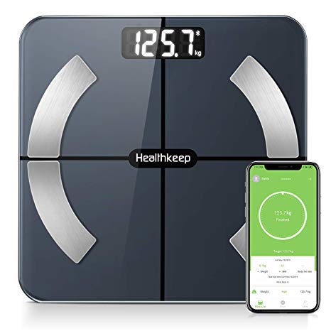 Bluetooth Body Fat Scales Smart Bathroom Scale Digital Body Weight Scales BMI Muscle Weighing Composition Analyzer with High Precision Wireless Monitor and Upgraded APP for Fitness (180 Kg / 28 St)