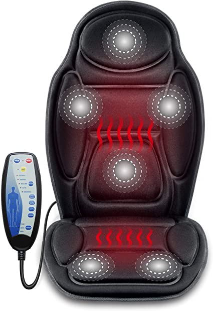 SNAILAX Massage Car Seat Cushion - 6 Vibrating Massage Nodes & 3 Heating Pad, Car Back Massager with Heat, Seat Warmer Cover for Car Truck
