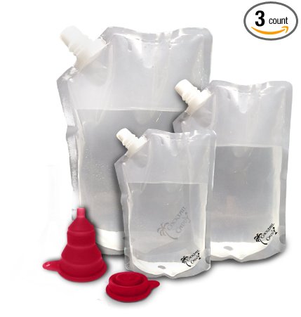 Cocktail Caddy Cruise Liquor Bag Kit For Spirits - Concealable and Reusable Heavy Duty Flasks