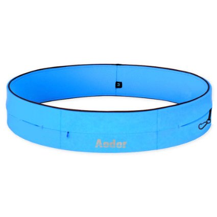 Aodor Running Belt Waist Pack - Reflective Strips - for Men Women to Enjoy Workout Cycling Hiking Walking Running-Blue-M