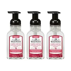 J.R. Watkins Foaming Hand Soap with Pump Dispenser, Moisturizing Foam Hand Wash, All Natural, Alcohol-Free, Cruelty-Free, USA Made, Pomegranate & Plum, 9 fl oz, 3 Pack