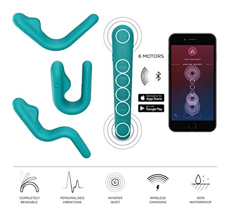 MysteryVibe Crescendo: World's Most Advanced Vibrator. Adjustable, Bendable, Flexible, Wireless Charging, 100% Waterproof, Smart, Hands Free, 6-motor, Remote App controlled, Multi-Speed, Body Massager