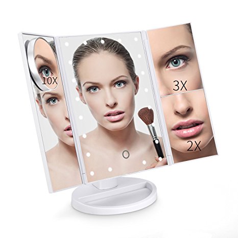 GoLine Make Up Mirror, Lighted Makeup Mirror with Magnification, Makeup Mirror with Lights, Lighted Vanity Mirror, LED Makeup Mirror, Gifts for Women/Mom, Anniversary Gifts for Her, White.(MM03)