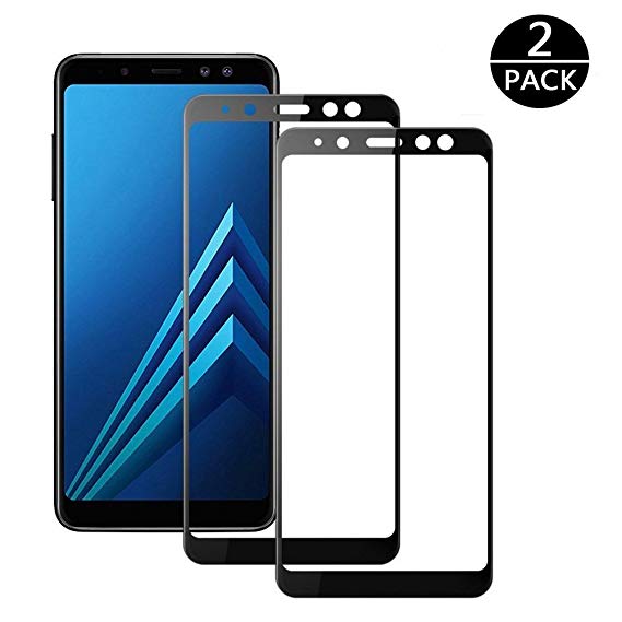 [2-Pack] Samsung Galaxy A8 2018 Screen Protector, MOCACA 9H Hardness 99% HD Clarity Premium Tempered Glass Protective Film for Samsung Galaxy A8 2018 [Full Screen Coverage] - Black