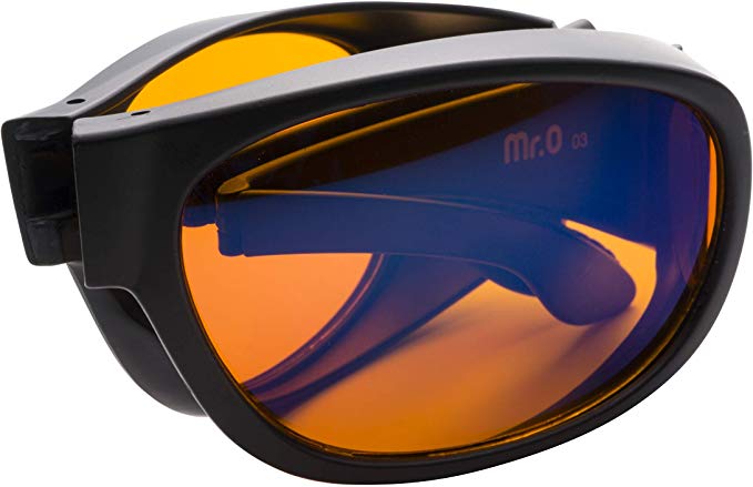 Folding Fitover Blue Light Blocking Glasses with Orange Lenses for Deep Sleep - Wear Over Your Prescription Glasses or Readers