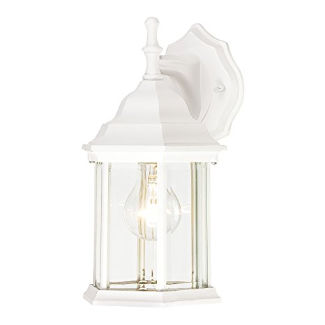 Westinghouse 6783400 One-Light Exterior Wall Lantern, Textured White Finish on Cast Aluminum with Clear Beveled Glass Panels