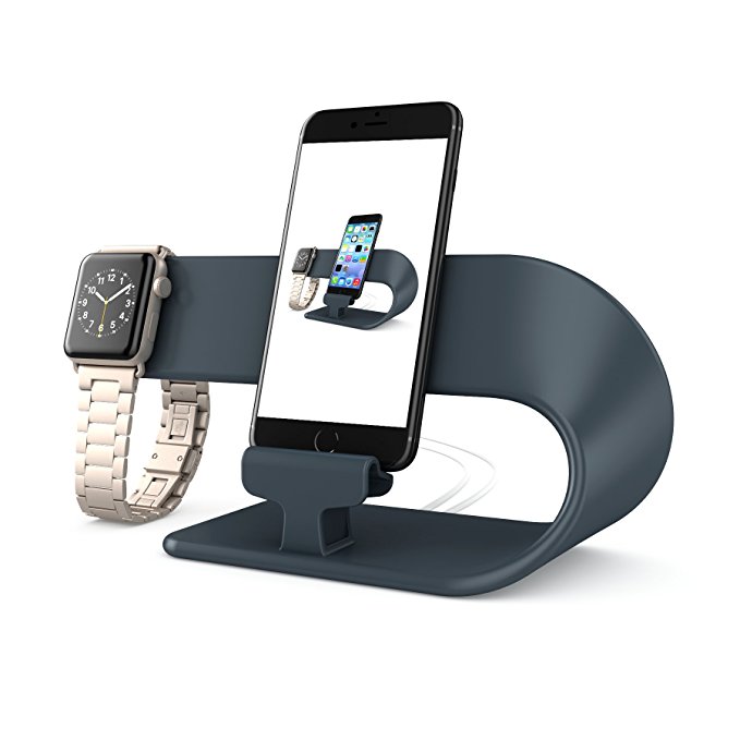 PUGO TOP Apple Watch Stand, iPhone iPad Stand, iWatch/iPhone Charging Dock (Black)