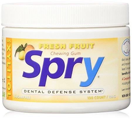 Spry Xylitol - Great Tasting Natural Fresh Fruit Gum, Promotes Oral Health and Fights Bad Breath - 100 Count (2 Pack)