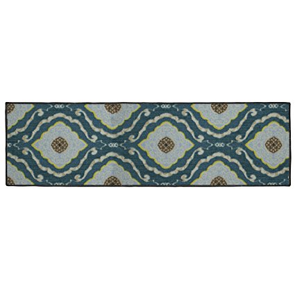 Structures Julianna Textured Printed Accent Rug, Blue/Yellow 20 x 60"