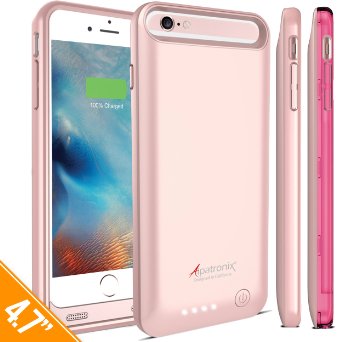 iPhone 6S Battery Case, iPhone 6 Battery Case, Alpatronix® [BX140] MFi Apple Certified 3100mAh Ultra-Slim Removable Rechargeable Protective Charging Case [Full Support with iOS 9 ] - (Rose Gold)
