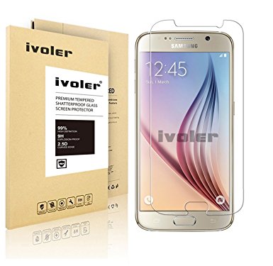 [2 Pack] iVoler [Tempered Glass] Screen Protector for Samsung Galaxy S6, [0.2mm Ultra Thin 9H Hardness 2.5D Round Edge] with Lifetime Replacement Warranty