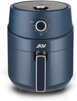 JKM Air Fryer Oven 3.7 Quart, Multifunction Cooking Machine,15 E-Recipes, Adjustable Timer&Temp Knob Control, No Oily Smoke Frying Cooking, Auto Shut Off, 1500W, Nevy Blue