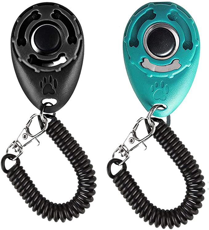 Winod Dog Training Clickers with Wrist Strap -2 Pack(Black  New Blue)