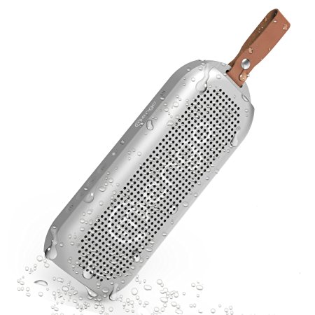 Mengo AquaPOD - Aluminum Waterproof / Outdoor Wireless Bluetooth Speaker [10-Watt Deep Bass Portable Speaker] with 12 Hour Battery Life - Silver