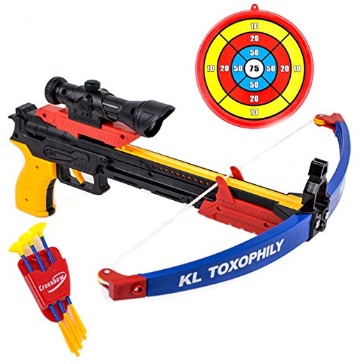 Toysery Kids Archery Bow and Arrow Toy Set with Target Military Toy Crossbow Outdoor Garden Fun Game.