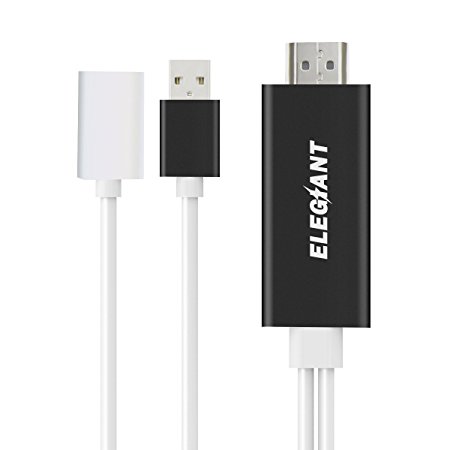 Lightning to HDMI Adapter, ELEGIANT Plug and Play 2.7Ft Digital AV to HDMI 1080P HDTV Connector Miracast AirPlay Mirroring Cable for iPhone 5/5s/6/6s Plus/7/7 Plus iPad mini/Pro iPod Touch Black