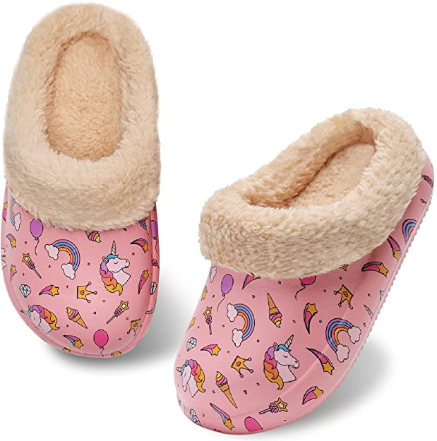 Boys-Girls-Slippers Soft Warm Kids-House-Bedroom-Shoes Plush Lined Lightweight-Non-Slip Cotton Slippers Garden-Shoes-Indoor-Outdoor