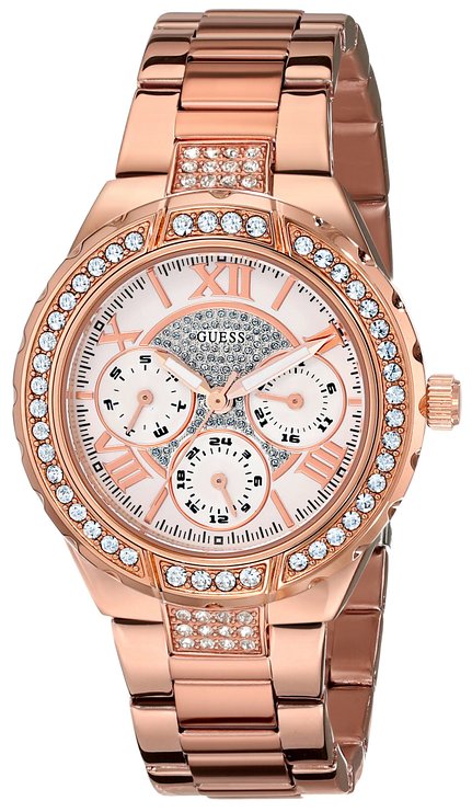 GUESS Women's U0111L3 Sparkling Hi-Energy Mid-Size Rose Gold-Tone Watch