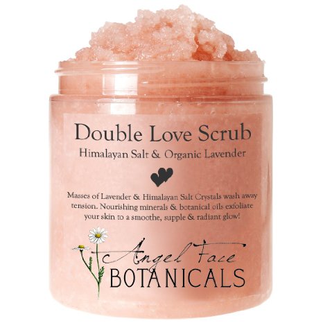 Double Love Body Scrub with Himalayan Salt and Organic Lavender Essential Oils - Moisturizing and Exfoliating Sea Salt and Oil Scrub by Angel Face Botanicals