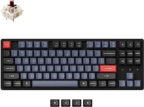 Keychron K8 Pro QMK/VIA Wireless Custom Mechanical Keyboard, Hot-swappable RGB Backlit Aluminum Frame 87 Keys, Programmable Macro with Gateron G Pro Brown Switch, PBT keycap for Win/Mac/Linux