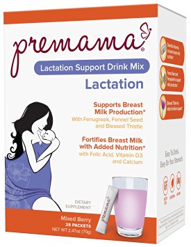 Premama Lactation Support Powdered Drink Supplement, Mixed Berry, 28 Count
