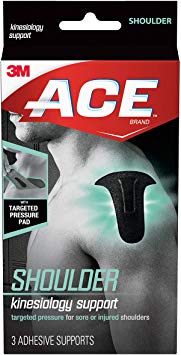ACE Kinesiology Shoulder Support, Flexible Fiber, Pre-Cut Design Contours to Shoulder, Breathable, Water-Resistant, May Be Worn for up to Three Days