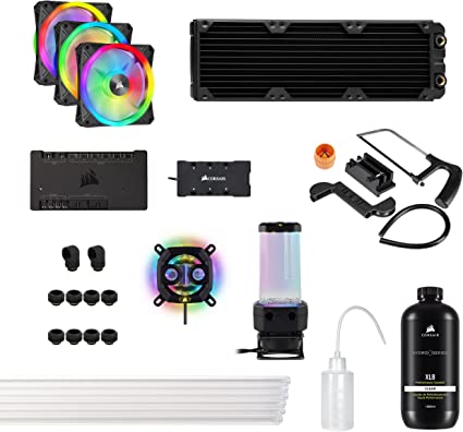 Corsair Hydro X Series iCUE XH305i RGB PRO Custom Cooling Kit (Hardline CPU Cooling Loop, CPU Water Block, D5 Pump/Reservoir Combo, Radiator, 3X RGB Fans, iCUE Software Control) Black