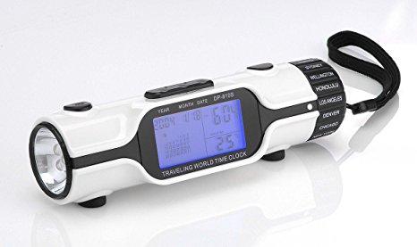 World Time Travel Alarm Clock with Flashlight by Tech Tools