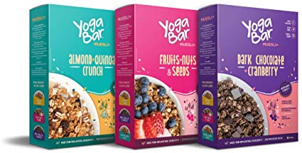 Yogabar Muesli Variety Pack - (Dark Chocolate Fruits Nuts   Seeds Almond   Quinoa Crunch) 400 gm Each