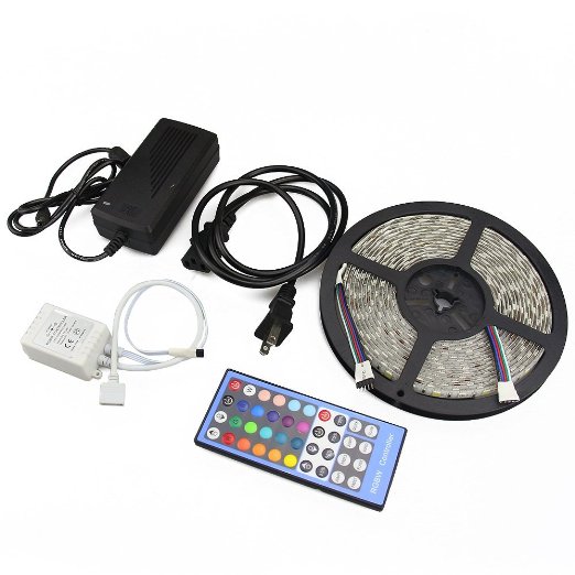 Vinus Waterproof 5050 300-LEDs Flexible Color Changing Strip Kit with IR Controller and 12 V 5A Power Adapter, 16.4-Feet, RGBW - 40 Key