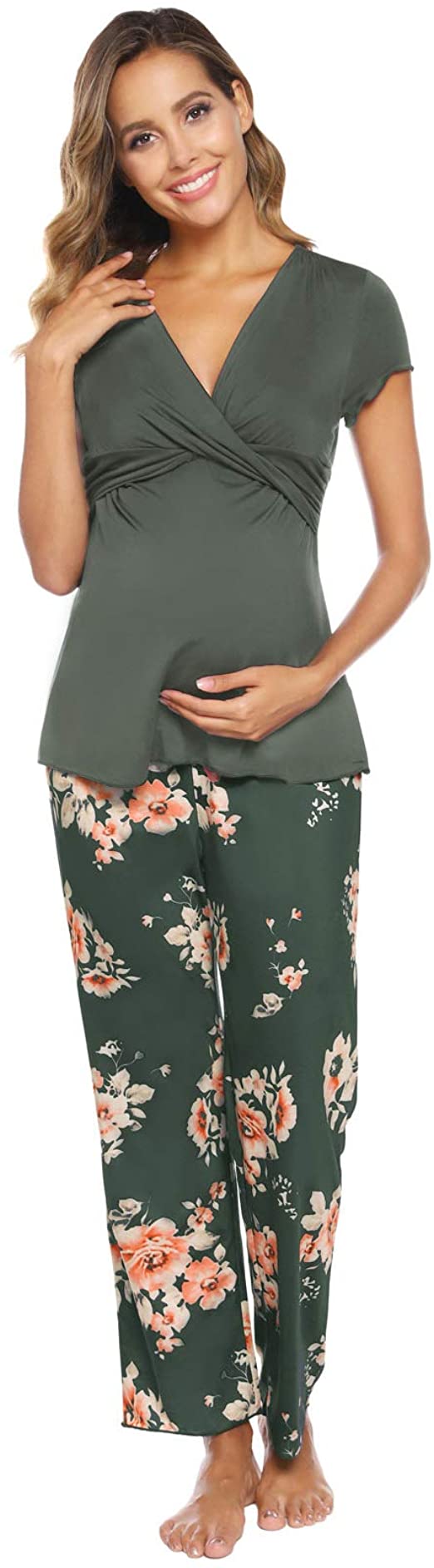 Zexxxy Women Ultra Soft Maternity & Nursing Pajama Set Pregnancy Sleepwear