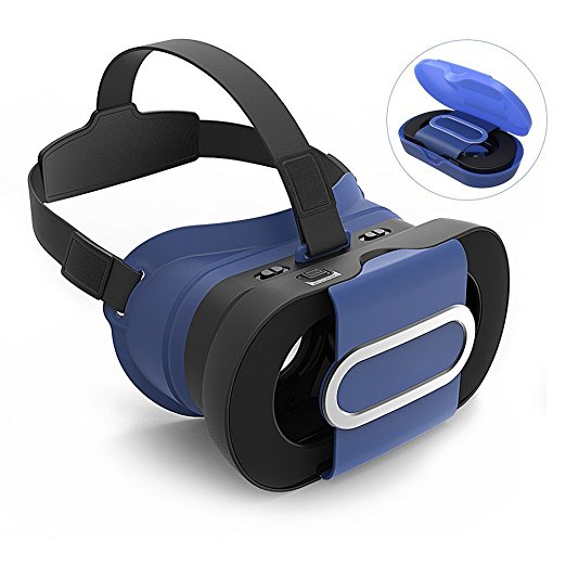 VR Headset, Foldable Lightweight Virtual Reality 3D Goggles Portable Video Movie Game VR Box with Protective Case Compatible for IPhone,SamsungHUWEI,XIAOMI and Other 4.0''-6.0'' Smart Phones