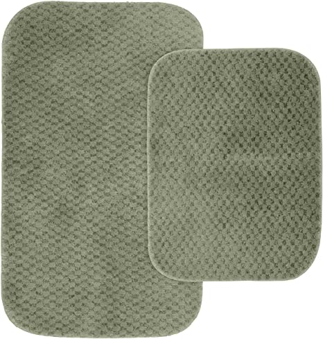 Garland Rug 2-Piece Cabernet Nylon Washable Bathroom Rug Set, Deep Fern