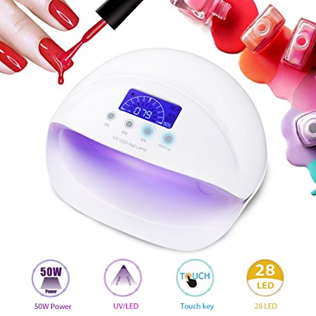 50W UV LED Nail Lamp Manicure Pedicure Nail Dryer - Perfect Home and Salon Senor For Gel Nails and Toe Nail Curing - Duomishu