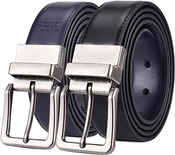 Beltox Men’s Belts Reversible Leather 1.25” Wide 1 for 2 Rotate Buckle Gift Box